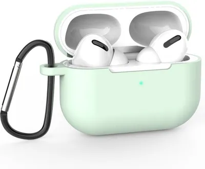 Imagen del producto de CHPN - Funda para AirPods - Protector de silicona para AirPods - Funda para AirPods - Compatible con Apple AirPods Pro - Con mosquetón - Verde menta