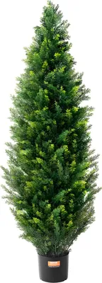Produktbild von 2er-Set Künstliche Zeder Formschnittbaum Kunstpflanzen PE Zypresse 121,9cm