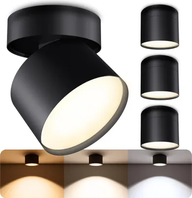 Produktbild von SSC-LUXon 4x SAMU Decken Aufbauspot schwarz - mit LumiFLEX GX53 LED 6W dimmbar mit 3 Lichtfarben - schwenkbarer Aufputz Strahler Deckenleuchte