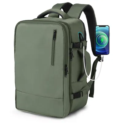 Produktbild von Cityrucksack Rucksack Wasserdichter Backpack Schultasche mit Laptopfach Handgepäck Rucksack Für Flugzeug Unter Sitzplatz Tasche (Grün)