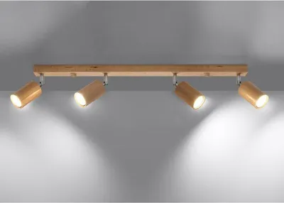 Produktbild von Deckenleuchte Holz Schwenkbar für 4 GU10 Lampen