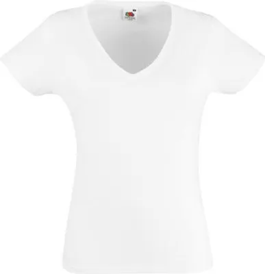 Produktbild von Fruit of the Loom - Lady-Fit Valueweight V-Neck T - White - M