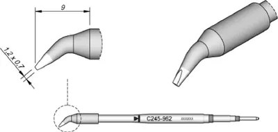Produktbild von JBC Lötspitze Serie C245 Meißelform, C245962/1,2 x 0,7 mm, gebogen C245962