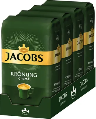 Produktbild von JACOBS Krönung Crema Kaffee Ganze Bohne 4 x 1 kg Kaffeebohnen