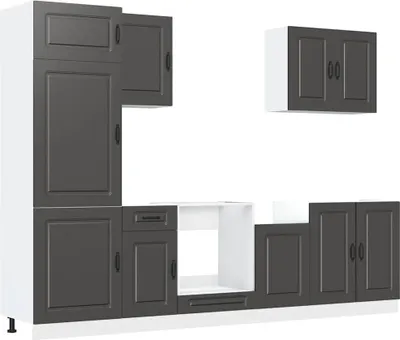 Produktbild von 7-tlg. Küchenschrank-Set Kalmar Schwarz Holzwerkstoff
