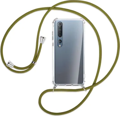 Produktbild von Handykette Backcover-Schutzhülle mit Band (Metall silberfarben) für Xiaomi Mi 10 (Pro) - khaki