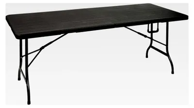 Produktbild von Klapptisch in Holzoptik schwarz, tragbar mit Griff, HDPE Platte und Stahlgestell 180 x 75 x 72 cm, für Innen- und Außenbereich