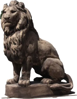 Produktbild von Schöner Lebensgroßer Löwe aus Steinguss in Antikoptik perfekt für den Garten die Terrasse oder den Vorgarten ist Frostfest Witterungsbeständig und Neu 138cm H, PO-414a