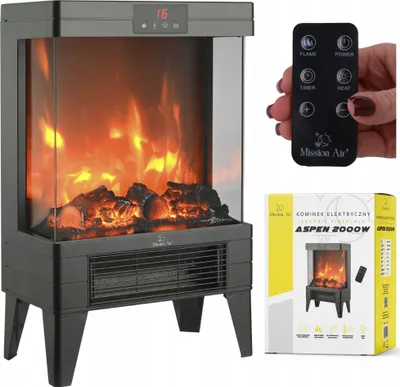 Zdjęcie produktu dla KOMINEK ELEKTRYCZNY ASPEN TERMOWENTYLATOR GRZEJNIK PIECYK efekt płomienia 2000W