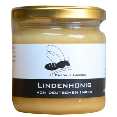 Produktbild von Deutscher Lindenhonig 250g fein-cremig | Grega's Imkerei | Regionaler Honig aus NRW | Charakterstarker Imkerhonig mit Minz-Note