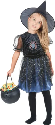 Produktbild von Spinnen-Hexen-Kostüm für Mädchen M 7-9 Jahre (120-130 cm)