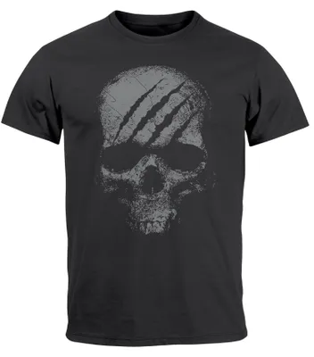 Produktbild von Herren T-Shirt Totenkopf Skull Totenschädel Skelett Print Aufdruck Fashion Streetstyle Neverless® anthrazit XL