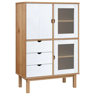 Produktbild von Highboard OTTA Braun&Weiß 85x43x125 cm Massivholz Kiefer