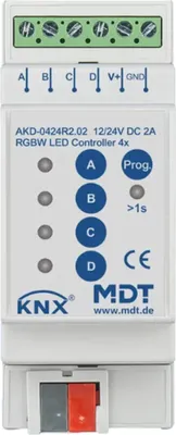 Image de Contrôleur LED MDT KNX 4 canaux RGBW, 2/4 A, REG 2 TE, 1 pièce.