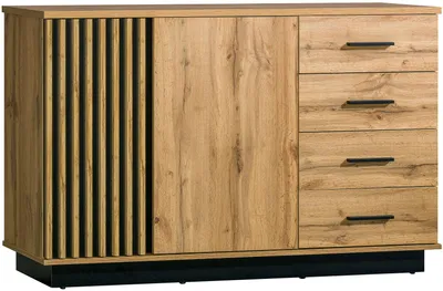 Image de Buffet Lamia 141 x 40 x 90 cm, chêne Wotan noir, 2 portes