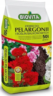 Zdjęcie produktu dla Biovita Ziemia do pelargonii 50l i kwiatów balkonowych
