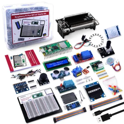 Image de Kit de démarrage IoT - Kit de programmation MicroPython - Convient aux débutants - Raspberry Pi Pico W - Inclus breadboard et écran LCD
