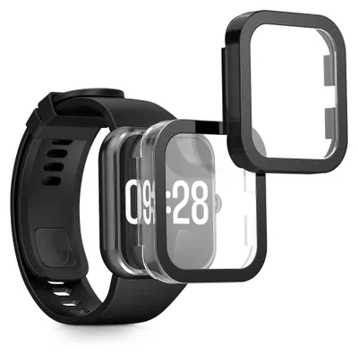 Produktbild von kwmobile 2x Glas Hülle für Xiaomi Redmi Watch 4 Schutzhülle - Fullbody Fitnesstracker Case Set aus Glas - Transparent Schwarz