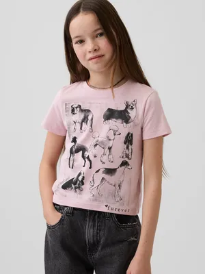 Produktbild von GAP Kinder T-Shirt aus Baumwolljersey, Rundhalsausschnitt, kurze Ärmel, verspielte Grafiken, XS, hüftlang