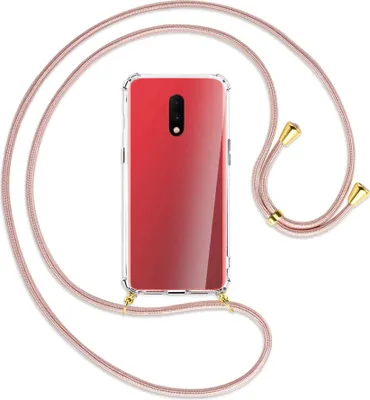 Produktbild von Handykette Backcover-Schutzhülle mit Band (Metall goldfarben) für OnePlus 7 - roségold