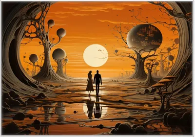 Produktbild von Wallario Wandbild Sonnenuntergang in einer fremden Welt, Größe: 70,30 x 100,30 cm, Poster mit weißem Kunststoffrahmen