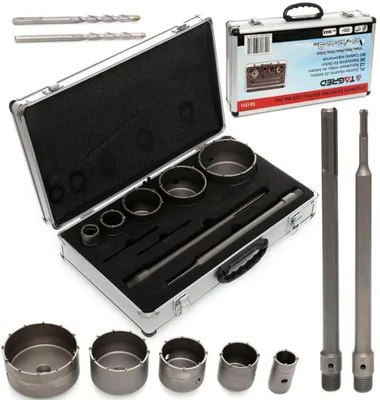 Produktbild von 9tlg. Bohrkrone Beton Lochsäge Set 30 / 40 / 65 / 80 / 100 mm SDS PLUS / MAX