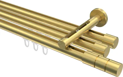 Produktbild von Interdeco Innenlaufstange / Gardinenstange mit Innenlauf Messing-Optik, Typ Siteno Elanto (Rillenzylinder), 20 mm Ø 3-läufig, 160 cm