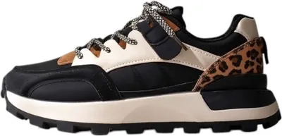 Produktbild von Damen Kunstleder Sneaker Freizeitschuhe Schnürung Turnschuhe Semi Schwarz Gr.40