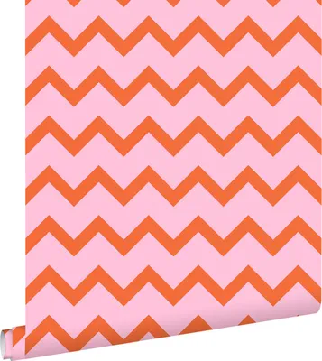 Zdjęcie produktu dla ESTAhome Tapeta motyw zygzakowaty pomarańczowymIróżowym 50 x 900 cm