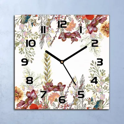 Produktbild von Wanduhr Echt-Glas-Küchenuhr Feldblumen Kunst Quarz Lautlos 30x30 Deko Bilder