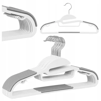 Produktbild von Flexible Kleiderbügel, 10er-Set, weiß und grau