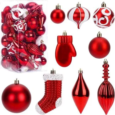 Produktbild von Famanu Weihnachtsbaumdekorationsset 50 Stück - Rot