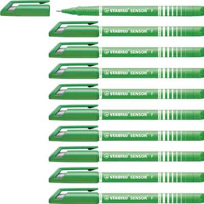 Produktbild von STABILO Fineliner mit gefederter Spitze - SENSOR F - fein - 10er Pack - hellgrün