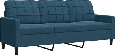 Zdjęcie produktu dla vidaXL 3-osobowa sofa niebieska 180 cm aksamitna