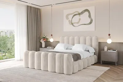 Produktbild von ALTDECOR Polsterbett mit Bettkasten - SORA-Z 200x200 Beige , FußteilBett mit Kopfteil und Fußteil, Boxbett ohne Matratze, Doppelbett mit Stauraum