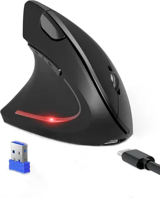 Obrázek produktu pro Ergonomická myš - Vertikální myš - Pohodlná práce - Možnost připojení k třem zařízením - 4800 DPI - Černá barva