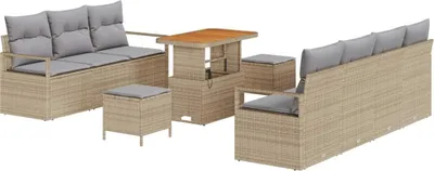 Produktbild von vidaXL Gartensofa-set 10 stk. Beige Poly-Rattan