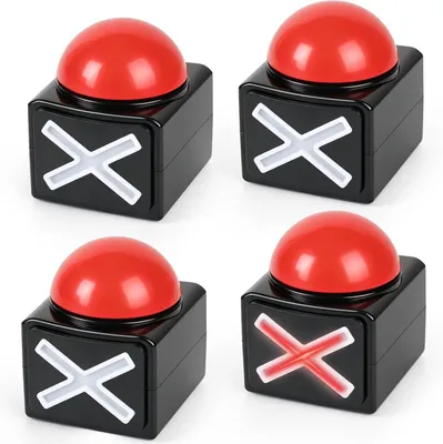 Productafbeelding van Quiz Buzzer-knop met geluids- en lichteffecten - Batterijen werkende alarmknop voor feestjes