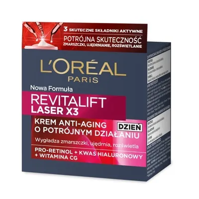 Zdjęcie produktu dla L'Oreal Paris Revitalift Laser x3 Krem na dzień 40+, 50 ml