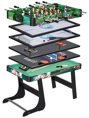 Produktbild von 6-in-1 Multifunktionstisch: Tischfu?ball, Billard, Tischtennis, Hockey, Ringwerfen, 118 x 104 x 71 cm, mehrfarbig