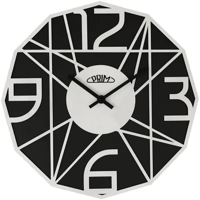 Produktbild von PRIM Glamorous Design Wanduhr Holz 3D-Zahlen Schwarz/Weiß 35 cm
