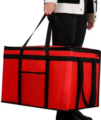 Obrázek produktu pro Unyqoos® Velká, opakovaně použitelná, izolovaná taška na potraviny, rozměry 57 x 35,5 x 38 cm, vyrobená z voděodolného a odolného polyesteru, vnitřní podšívka z hliníkové fólie a pěny, nosnost až 60 liber