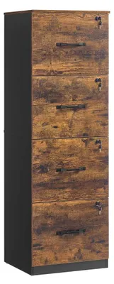 Obrázok produktu pre Skriňa na dokumenty so 4 uzamykateľnými zásuvkami – 40 x 41 x 135,5 cm – vintage, hnedá a čierna, productTiles.product.images.aiGenerated