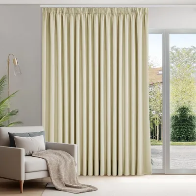 Produktbild von Blickdichte Thermogardine mit Kräuselband 245x300 cm Creme 1 Stück
