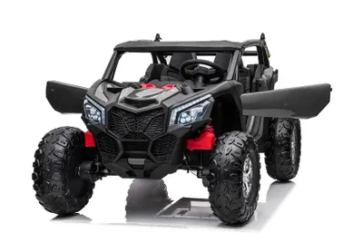 Produktbild von Kinderfahrzeug – Elektro Auto „Com 18“ – 24V7A Akku,4x Motoren- 2,4Ghz, Allrad+2 Sitzer+Ledersitz+EVA -Schwarz