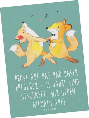 Produktbild von Mr. & Mrs. Panda Postkarte 15. Hochzeitstag Gläserne Hochzeit - Meeresbrise - Geschenk, bildkarte, Grußkarte, Glas, Fotokarte, 15 Jahre, Heiraten, Geschenke, Ehejubiläum