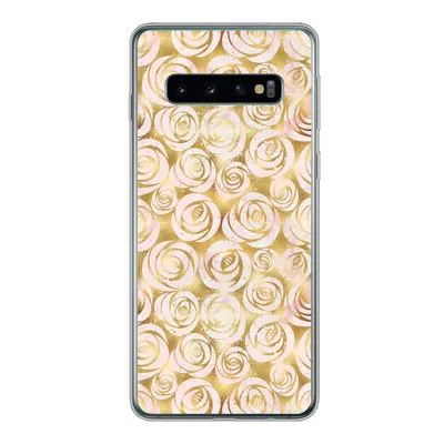 Produktbild von MuchoWow® Handyhülle Schutzhülle Hülle für Samsung Galaxy S10 Marmor - Gold - Rosen - Muster Silikon Softcase Handy Hülle - Handytasche