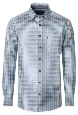 Produktbild von CASAMODA Herren Freizeithemd Langarm Kent Casual Grün Karo M