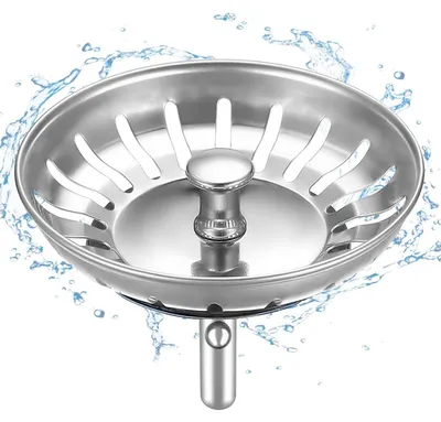 Image de Bouchon de vidange avec filtre, diamètre 79-80 mm, en acier inoxydable argenté, lot de 2, pour éviers d'une largeur minimale de 80 mm