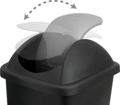 Image de DEUBA® Poubelle avec couvercle basculant 60L noir/argent poubelle de cuisine 68x41x41cm corbeille déchets tri sélectif ordures